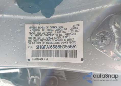 2008 Honda Civic Lx из США, поврежденный, VIN 2HGFA16508H355551